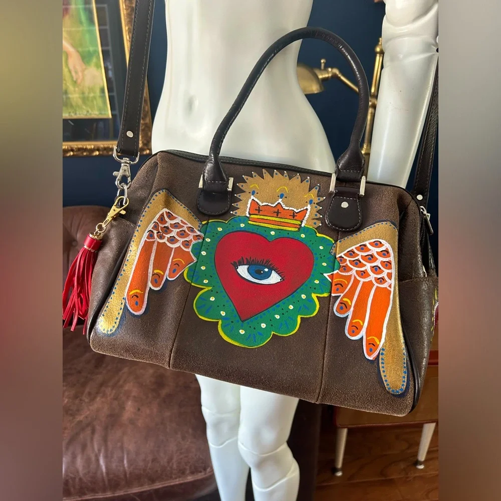 SOLDSOLDSOLD Leather hand painted vintage Piel bag - Picture 10 of 10
